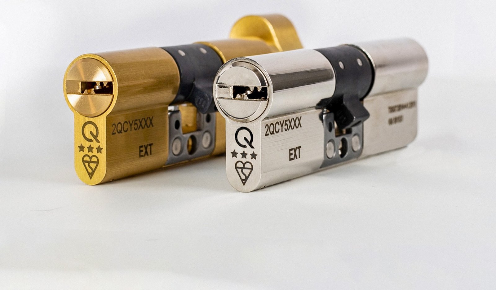 GreenTeq Orion euro cylinder variants showing brass double key lock and nickel thumbturn lock